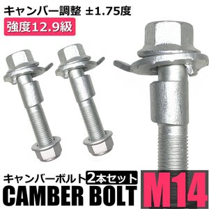 キャンバーボルト 14mm 2本セット 強度12.9級 フロント/リア キャンバー調整 ±1.75度 M14 偏芯ボルト ダクロメット / 20-172x2