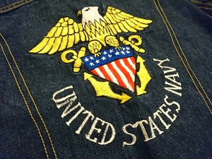 BIG-JOHNビッグジョン kidsサイズ UNITED STATES NAVY 刺繍ビンテージ Gジャン デニムブルゾンジャケットサイズ不明 子供服アメカジ