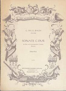 バッハ フルート・ソナタ ハ長調 (フルート+ピアノ)輸入楽譜 Carl Philipp Emanuel Bach Sonate C-Dur 洋書