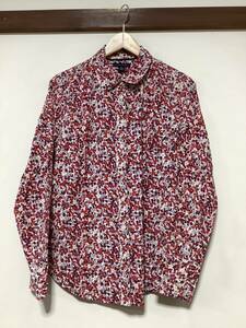 と1305 TOMMY HILFIGER トミーヒルフィガー 花柄 小花柄 長袖シャツ M レディース パープル/レッド