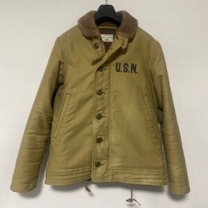 美品 リアル マッコイズ N-1 デッキ ジャケット 36 real McCoy navy ウール アルパカ