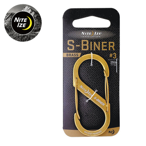 【エスビナーブラス＃３】NITE IZE【ナイトアイズ】S-BINER BRASS【真鍮カラビナS字】鍵キーホルダー【耐荷重11kg】アウトドア【新品】