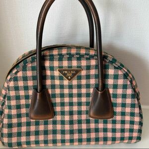 PRADA バッグ　ボーリングバッグ　ハンドバッグチェック柄