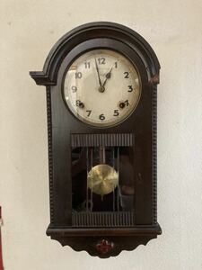 Meiji時計　ジャンク部品取り　昭和レトロ　アンティーク　掛け時計　ボンボン時計　振り子時計　ゼンマイ式　古時計柱時計 SEIKOSHA