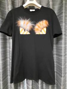 【稀少＆美品】FENDI フェンディ ミンクファー　半袖モンスター Tシャツ 黒 ブラック　サイズ44　SSENSEにて購入