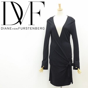 ◆DIANE von FURSTENBERG ダイアンフォン ファステンバーグ ストレッチ カシュクール ワンピース 黒 ブラック 10