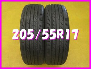 ◆送料無料 A1s◆　8分山　205/55R17　91V　ブリヂストン　TURANZA ER33　夏２本　※ステップワゴン.ストリーム等