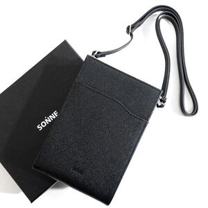 ■SONNE ゾンネ 新品 定価1.6万 CLAUDIO エンボスレザー 牛革 2way マルチミニショルダー ショルダーバッグ SOX024 BLK ▲015▼bus042so