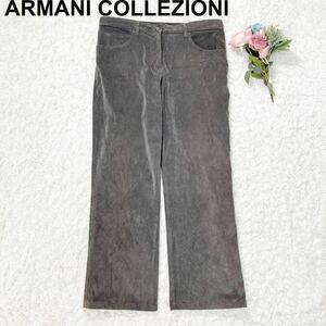 アルマーニ ARMANI COLLEZIONI ベロア パンツ 44 ユーズド加工 大きいサイズ レディース スラックス B12430-117