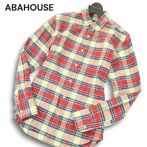 ABAHOUSE アバハウス 通年★ 長袖 カジュアル シャツ チェック柄 綿100% スリム Sz.2 メンズ　A4T11554_B#C