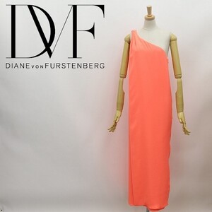 ◆DIANE von FURSTENBERG ダイアンフォンファステンバーグ LILUYE ワンショルダー マキシ丈 ロング ワンピース ネオンコーラル