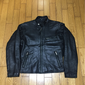 OH PLAN MOTOR CYCLE WEAR&GEARS スタンドカラー シングルライダース レザージャケット L ブラック