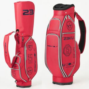 新品1円スタート!定価6万新品未使用23区GOLF 23区ゴルフ UNISEX ツアーモデル 遊び心満載 トリコロールカラー キャディバッグ 赤 レッド