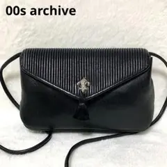 00s archive Y2K leather gimmick bag BLK