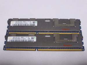 メモリ サーバーパソコン用 低電圧 1.35V hynix PC3L-8500R(DDR3L-1066R) ECC Registered 16GBx2枚 合計32GB 起動確認済みです