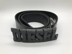 ■【YS-1】 ディーゼル DIESEL ベルト ■ メンズ バックル分離不可 本革 黒系 イタリア製 ■ 5穴 全長109cm 幅3,8cm 【同梱可能商品】■K