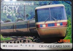 オレンジカード (使用済 1穴)　アスティ多治見2周年記念　381系　しなの JR東海 オレカ 1穴 使用済み