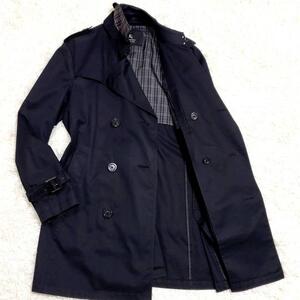 美品 XL バーバリーブラックレーベル トレンチコート 黒 背抜き ノバチェック 日本製 BURBERRY BLACK LABEL ブラック LL 2L 三陽商会