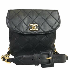 【1円～】シャネル CHANEL バッグ ウエストバッグ チェーンベルトウエストバッグ ビコローレ ラムスキン レザー ブラック 中古