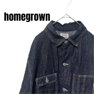 超美品　homegrown デニムジャケット インディゴ ワークシャツ　バイクインディゴ 古着 