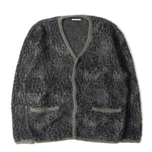 NEIGHBORHOOD ネイバーフッド 21AW レオパード柄 モヘヤニット カーディガン MOHAIR CARDIGAN / AN-KNIT LS ブラック チャコール M