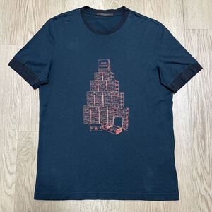 【美品】LOUIS VUITTON ルイヴィトン トランク プリント 半袖 Tシャツ size S ネイビー