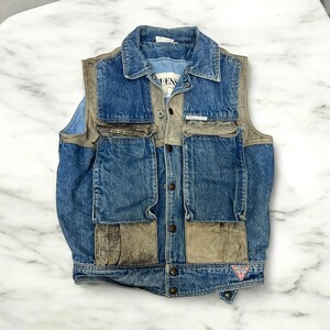 古着 USA製 GUESS JEANS VEST BLUE ゲス ジージャン ベスト 【Vintage】