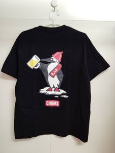 新品チャムスCHUMS メンズ半袖Tシャツ カットソーSAUVENIR/チャムス×サウベニア別注 DRINKTee Sサイズ黒ブラック