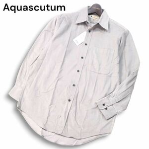 【新品 未使用】 Aquascutum アクアスキュータム 通年 長袖 コーデュロイ シャツ Sz.S　メンズ グレー 日本製　I4T02403_8#C