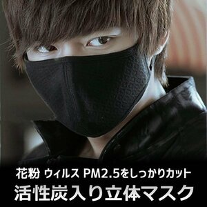 活性炭入り立体マスク 2枚セット 花粉 黄砂 の侵入予防に 厚手綿生地 pm2.5対策 水洗い可能 花粉対策 MSKPM25 ホワイト