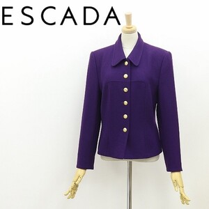 ヴィンテージ◆ESCADA エスカーダ ウール 金釦 ジャケット 紫 パープル 36