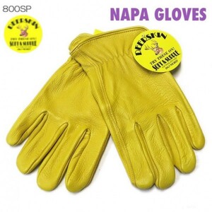 送料無料★ NAPA GLOVES ナパ 鹿革 ディア グローブ プレーン 800SP-S ゴールド 黄 バイカー ハーレー chopper アメリカン ロングセラー