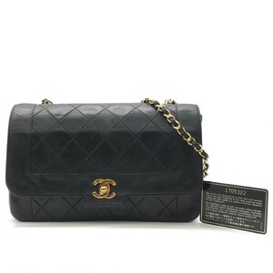 1円 良品 CHANEL シャネル ダイアナ ココマーク ターンロック ラムスキン チェーン ショルダー バッグ ブラック レディース a5744