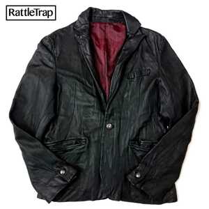 定価31,320円 Rattle Trap ラトルトラップ メンズビギ 国内正規品 高級ウォッシャブルラムレザーメタル釦1Bテーラードジャケット 3(M) 美品