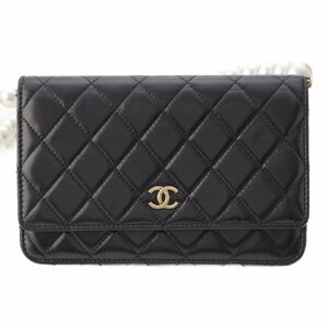 【シャネル】Chanel　ココマーク マトラッセ パール ショルダー チェーンウォレット AP2579 ブラック 【中古】【正規品保証】192605