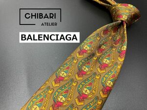 【超美品】BALENCIAGA　バレンシアガ　装飾柄　ネクタイ　3本以上送料無料　ブラウン　0601123