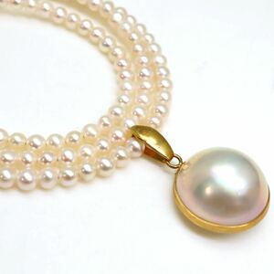 良品!!＊K18マベパール/本真珠ネックレス＊j 約9.6g 約42.0cm パール pearl necklace jewelry DH0/EA