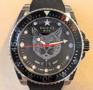 新品未使用　GUCCI　腕時計　Gタイムレス　メンズ　YA136320　ダイバーズウォッチ猫　ブラック