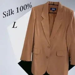 Jasmi ジャスミ SILK シルク 絹100% ジャケット 肩パッド L