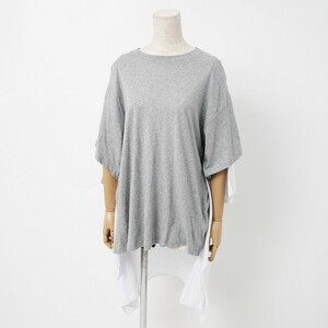 MG7677■エムエム6メゾンマルジェラ/MM6 Maison Margiela*S52GC0070 S22937*カットソー*Tシャツ*ドッキング*シャツ*グレー系*M