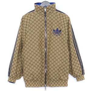 GUCCI × ADIDAS GGキャンバスリバーシブルジャケット 36 ベージュ 712114 ZAKX1 グッチ アディダス Reversible Jacket トレフォイルロゴ