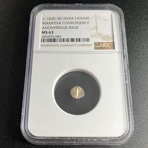 【鑑定済み 未使用】 ファナム金貨 高グレード MS63 FANAM INDIA NGC PCGS アンティークコイン 金貨 インド マラーター王国 アノニマスJe19