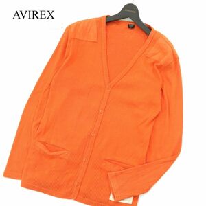 AVIREX アヴィレックス 通年 切替★ コットン リブ ニット コマンド カーディガン Sz.L　メンズ　A3T10015_9#O