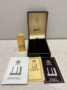 M6526　dunhill ダンヒル US RE24163 PATENTED ゴールドカラー 箱付き DJ刻印 ローラーガスライター 喫煙具　火花散りません！