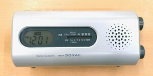 動作品 日立 手巻き充電防災ラジオ ＨJR-30 AM/FMラジオ 目覚まし時計 携帯充電器 LEDライト