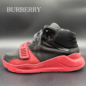 1円 【美品】 BURBERRY バーバリー 【圧倒的高級感】 メンズ ファブリック ベルクロ スニーカー シューズ 靴 ロゴ ブラック 黒 27.5cm相当