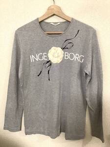 INGEBORG インゲボルゲ　プリント　長袖Tシャツ カットソー　グレー　ピンクハウス　レトロ　昭和　古着　レディース　