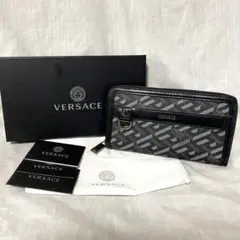 新品 本物正規品 VERSACE メンズ レザー ラウンドファスナー 長財布 黒