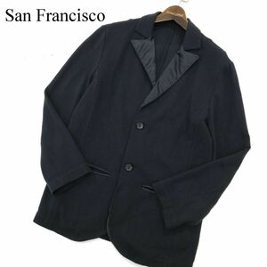 San Francisco サンフランシスコ ハリラン 通年 ラペル切替★ アンコン テーラード ジャケット Sz.M メンズ ネイビー 日本製　A3T12217_A#O