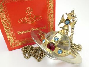 1000円スタート ネックレス Vivienne Westwood ヴィヴィアンウエストウッド ジャイアントオーブ クリアカラー 箱付 アクセサリー WHO D216